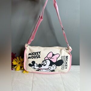 New Mickey & Minnie Cartoon Canvas Adjustable Shoulder/Crossbody Bag